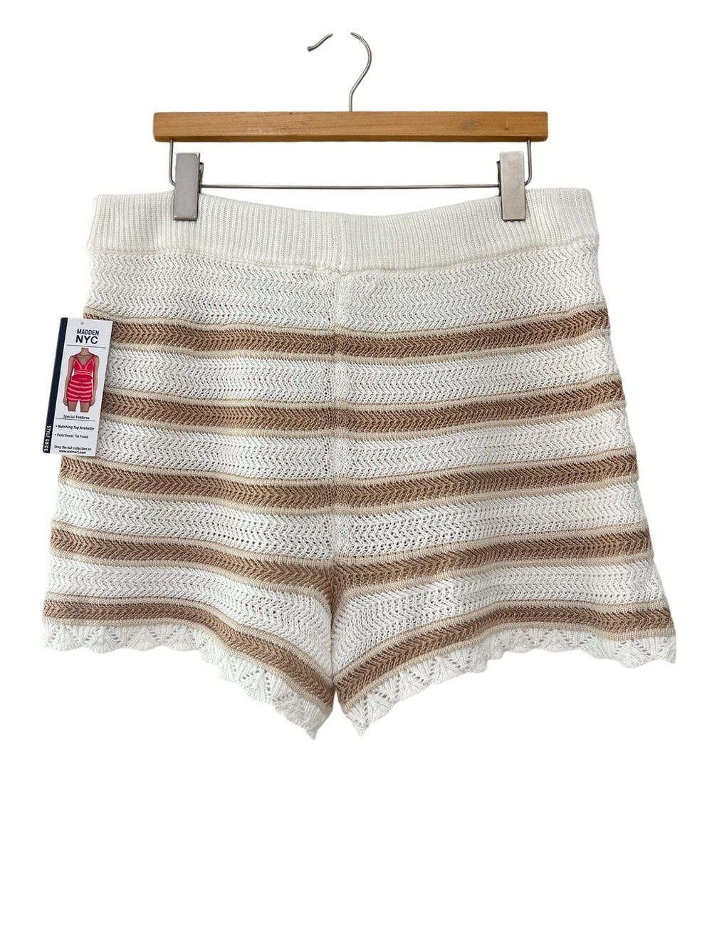 Madden NYC Crochet Knit Scalloped Hem Stripe Shorts XXL NWT - Picture 4 of 9